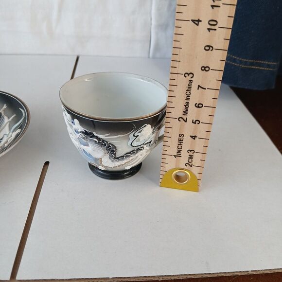 Dragonware Lithophane Demitasse Cup Saucer EUC Vtg Japanese Moriage - Picture 8 of 10